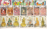 ein Sortiment der mongolischen Briefmarken-Buddhistische Kunst
