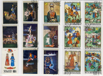 15 mongolische Briefmarken Thema: Zirkus + Mongolei gestempelt