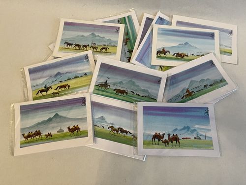Grußkarten - Sommerlandschaft in der Mongolei - Motivauswahl zufallsbedingt