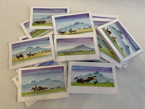 Grußkarten - Sonnenaufgang in der Mongolei - sortiert!