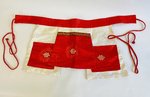 Mongolischer Trachtenvorbinder mit Tasche - rot, weiß, gold